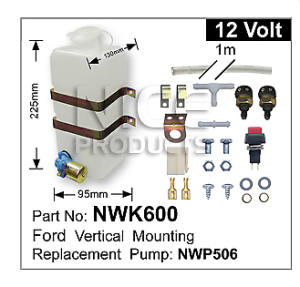 Universal WASHER BOTTLE 12V vertical 1.45L KIT INC BOTTLE PUMP WASHER JETS