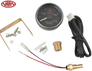 SAAS Water Temp Gauge Black Face Dial 52mm Multi Colour + Sender & Fitting Kit - Image 3