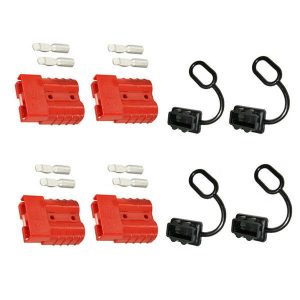 Anderson Plug RED 50 Amp Connector GENUINE Four Pack with Dust Covers