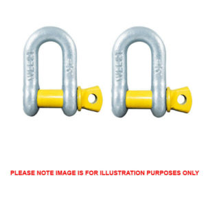 D Shackle Pair Rated 1000kg 10mm 3/8" Galvanised ARK Trailer Dee Shackle x 2