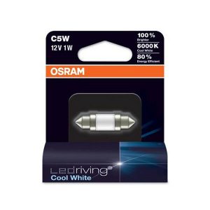OSRAM LED 36mm Festoon Globe 12V 1W 6000k Cool White 5 Year Warranty