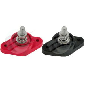 DISTRIBUTION POST RED & BLACK S/STEEL 10mm 3/8" SINGLE POINT LGE 0 & 2 B&S PAIR