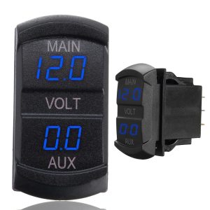 DUAL VOLTMETER RECTANGULAR suits- MAIN/AUXILIARY BATTERIES 12/24V Carling switch
