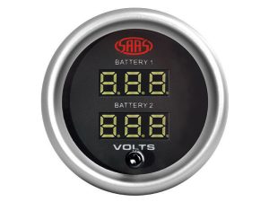 SAAS DUAL VOLT DIGITAL GAUGE 8V-18V 52MM BLACK MUSCLE SERIES 2 SGDDVLT52BS2