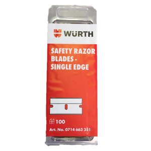 Wurth Safety Razor Blades Single Edge. Pack of 100 Blades for blade scraper