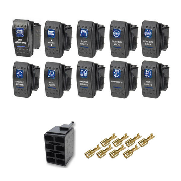 Rocker Switch + Base Connector Plug Carling Style 4WD Sealed Pick