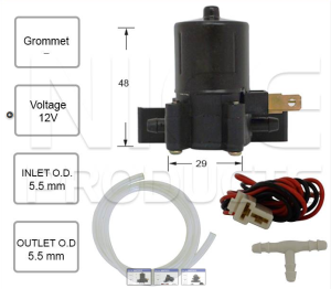 UNIVERSAL 12V VOLT WINDSCREEN WASHER PUMP KIT WITH CLEAR HOSE
