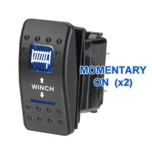 Winch Control Rocker Switch Momentary IN/OUT - Carling Style, Illuminated