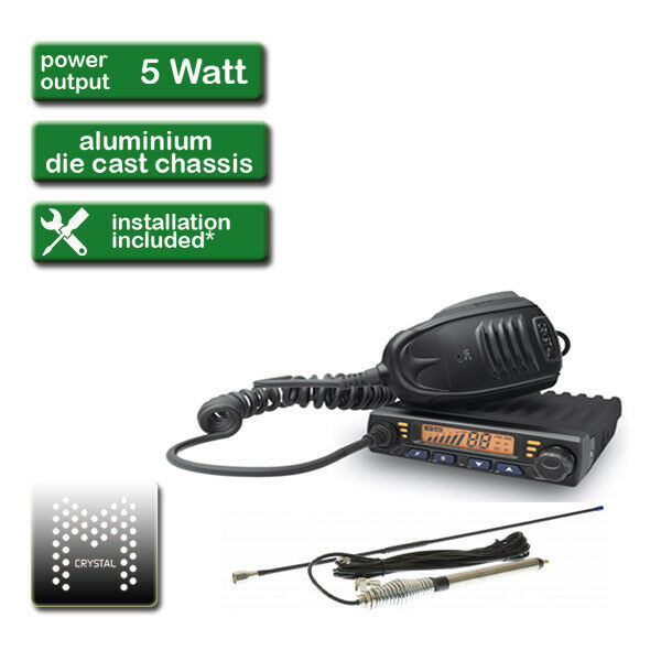 CRYSTAL M DB477E UHF Radio 80 Channel 5 Watt 2 Way CB + Antenna