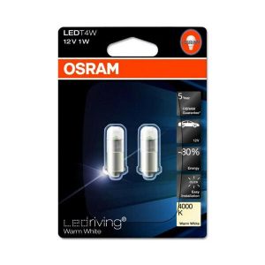 OSRAM LED T4 BA9S Globe Twin Pack 12V 1W 4000k Warm White 5 Year Warranty