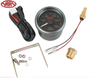SAAS Oil Temp Gauge Black Face Dial 52mm Multi Colour + Sender & Fitting Kit - Image 3