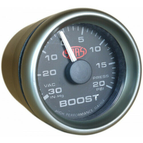 SAAS Turbo Diesel 20psi Boost Gauge Black Face 52mm Multi Colour