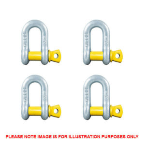 D Shackle x 4 Rated 1500kg 11mm 7/16" Galvanised ARK Trailer Dee Shackle x 4