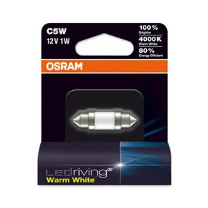 OSRAM LED 36mm Festoon Globe 12V 1W 4000k Warm White 5 Year Warranty
