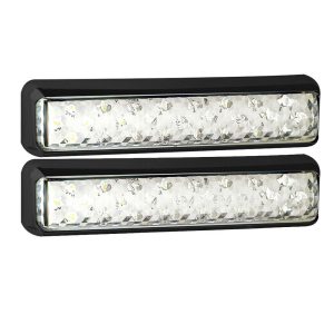 PAIR Bumper Bar Reverse LED Light, Clear Lense, Surface Mount, 200mm Wide