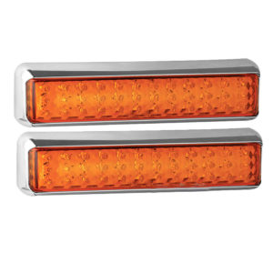 PAIR Bullbar Indicator Chrome LED Light Amber Surface Mount, 200mm 12v 24v