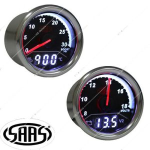 SAAS 52MM Turbo Boost Exhaust Temp & EGT PYRO &  Dual Battery Volt  GAUGE METER